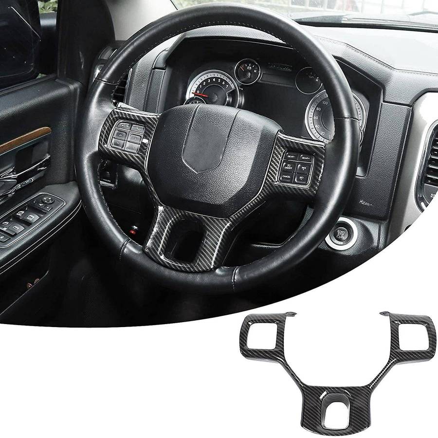 Carbon Fiber Style Steering Wheel Cover Trim Interior Decoration