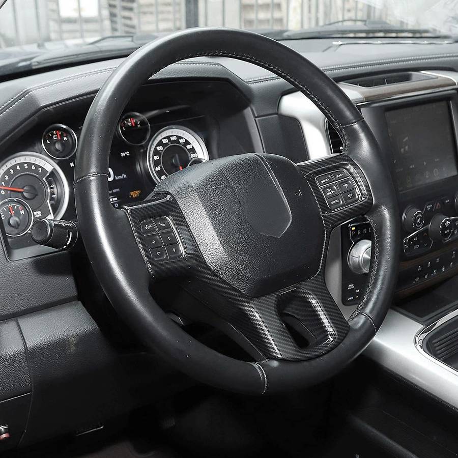 Carbon Fiber Style Steering Wheel Cover Trim Interior Decoration