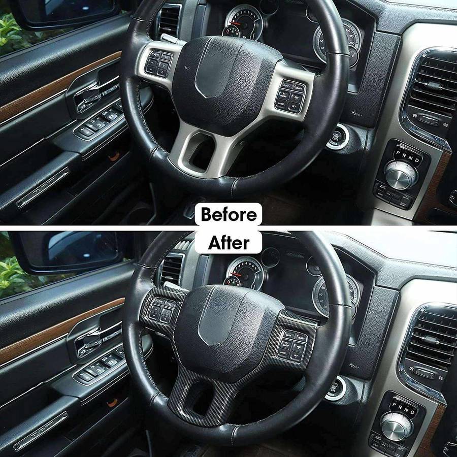 Carbon Fiber Style Steering Wheel Cover Trim Interior Decoration
