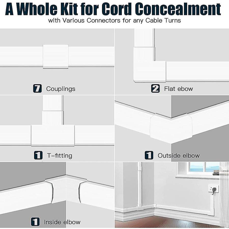 125.6in Cable Cover,cable Management Kit,cord Hider On Wall,roll Tie