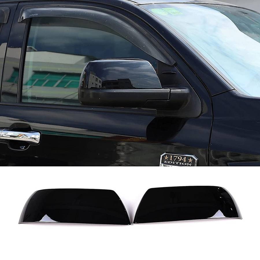 For Toyota Sequoia Tundra- Crew Rearview Mirror Cover, Bright Black