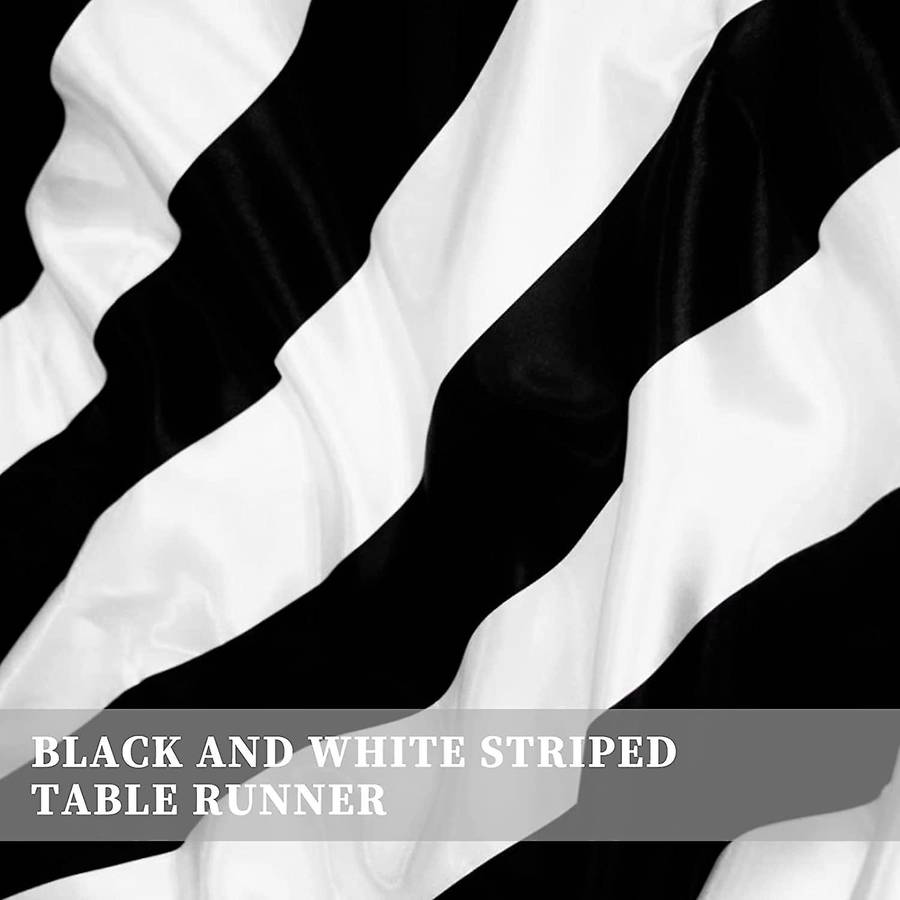 10 Pack Table Runner Polyester Decor Classic Black and White Striped