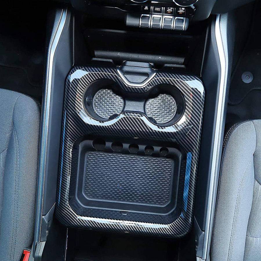 Carbon Fiber Console Armrest Cup Holder Organizer Storage Trim Cover