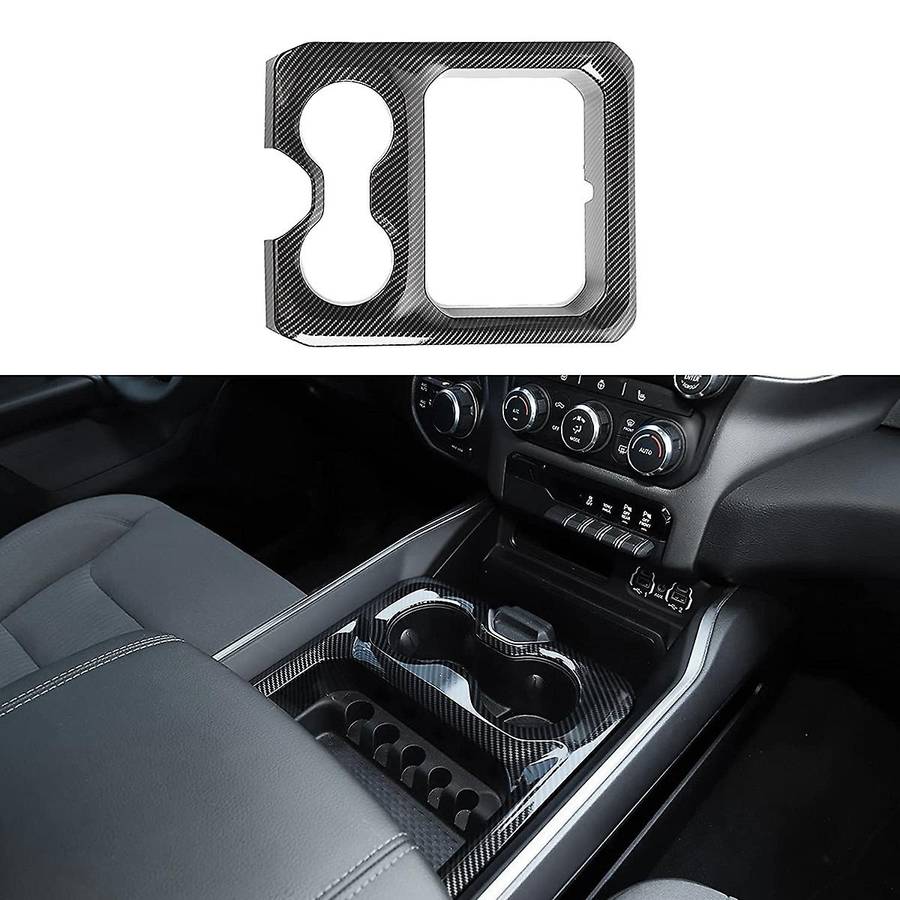 Carbon Fiber Console Armrest Cup Holder Organizer Storage Trim Cover