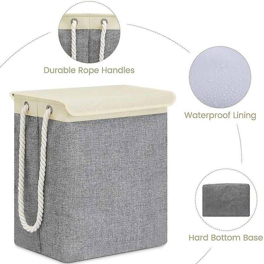 Large Laundry Basket with Lid, Collapsible Linen Laundry Hamper -c