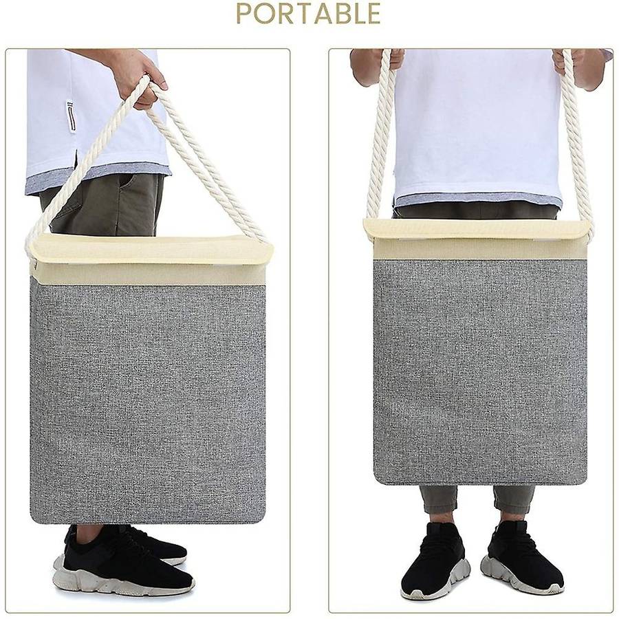 Large Laundry Basket with Lid, Collapsible Linen Laundry Hamper -c