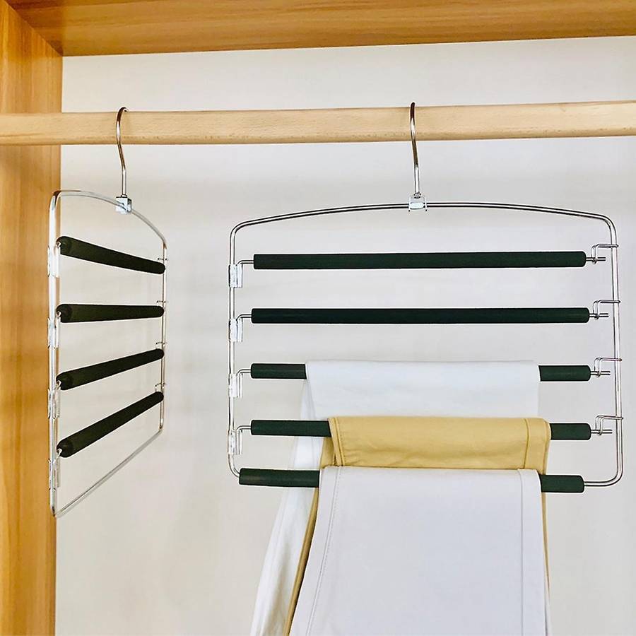 Pants Hangers 3 Pieces, Swing Arm Trousers Hanger, Space Saving