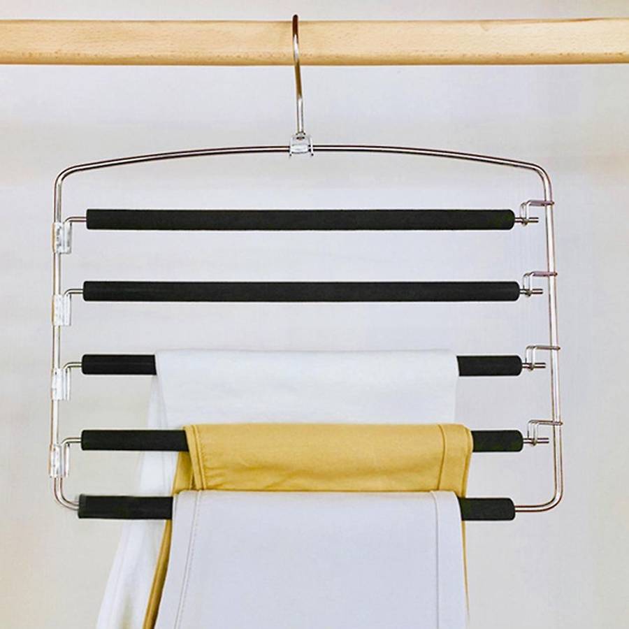 Pants Hangers 3 Pieces, Swing Arm Trousers Hanger, Space Saving