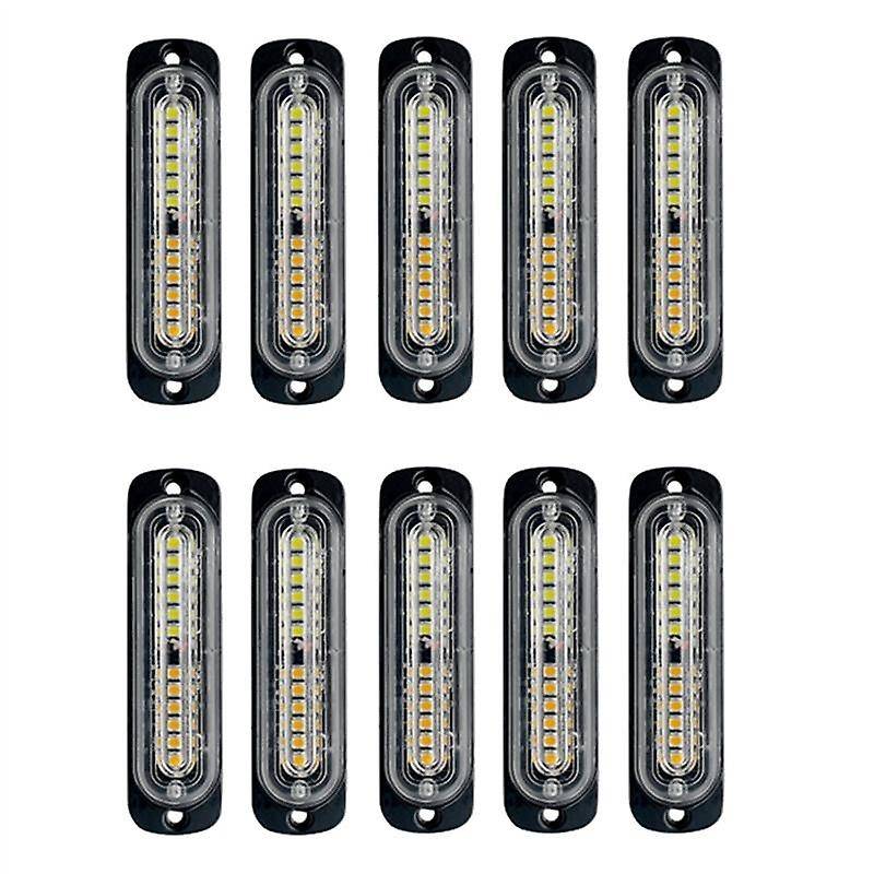 White Amber 12 Led Emergency Lights Kit for Atv Trucks Cars 10pcs