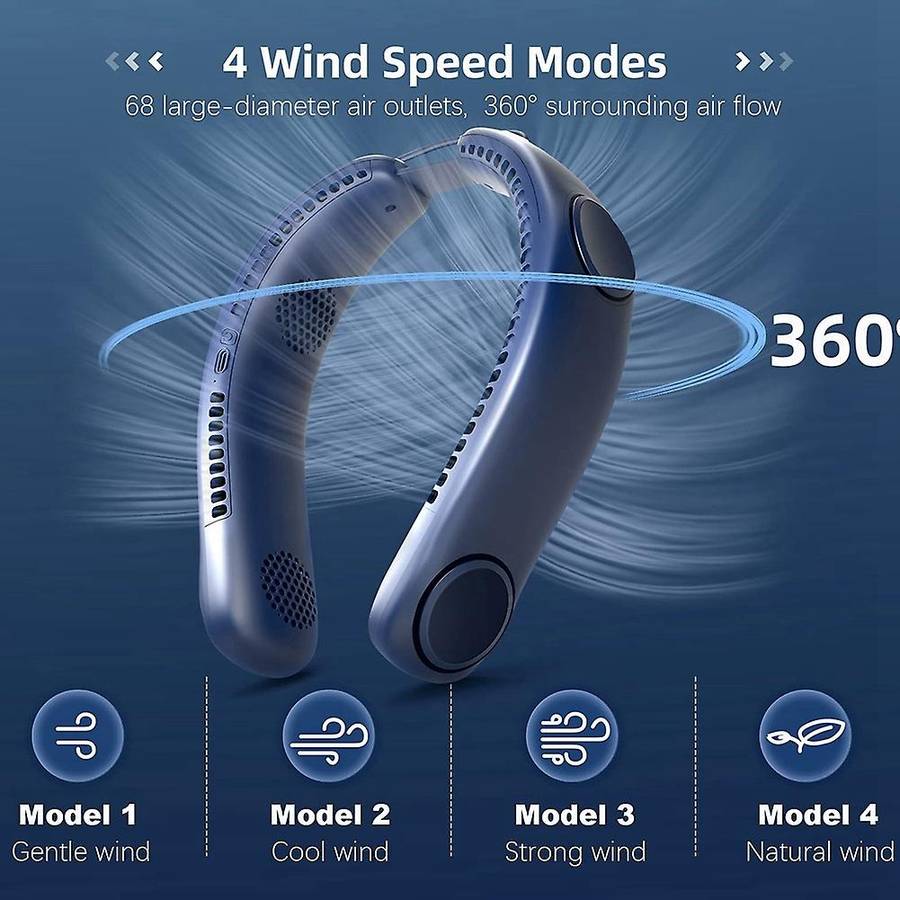 Portable Neck Fan, Bladeless Rechargeable Battery Operated Usb Fan