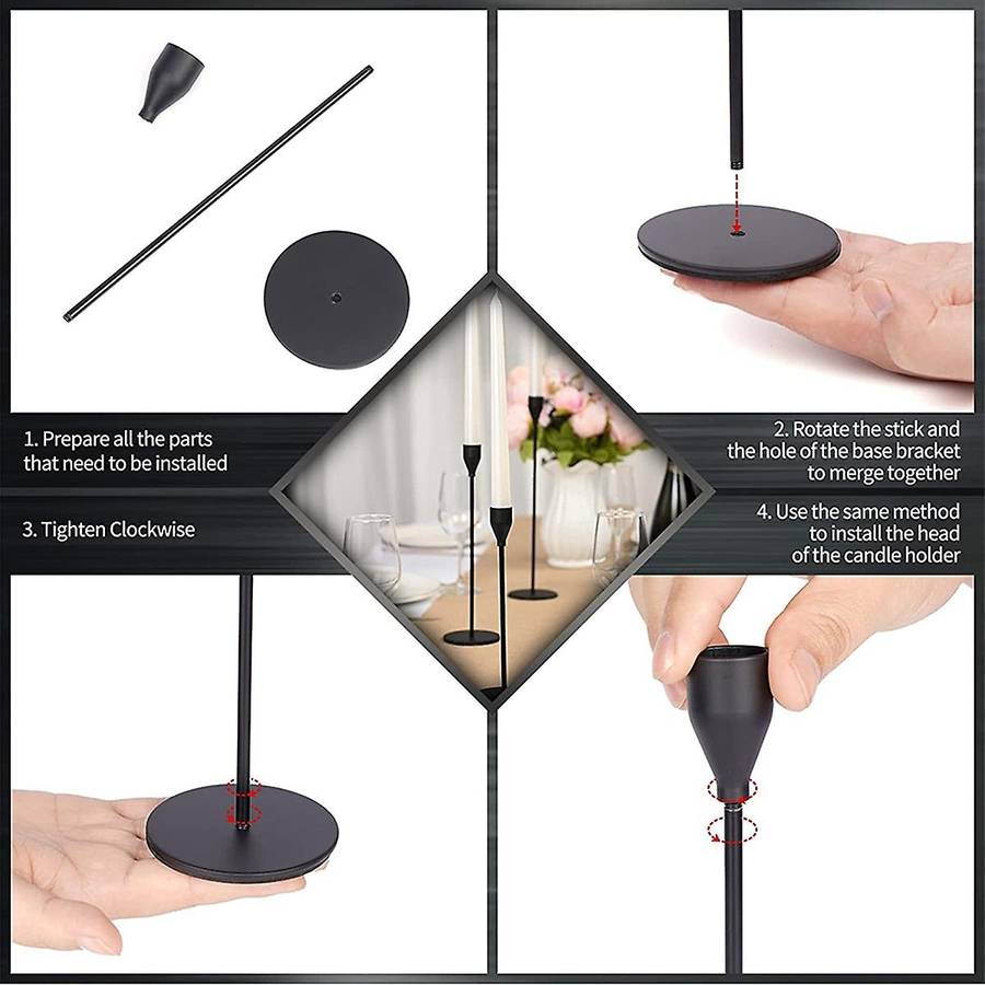 6-piece Candle Holder Suitable for Cone Candles Suitable Black