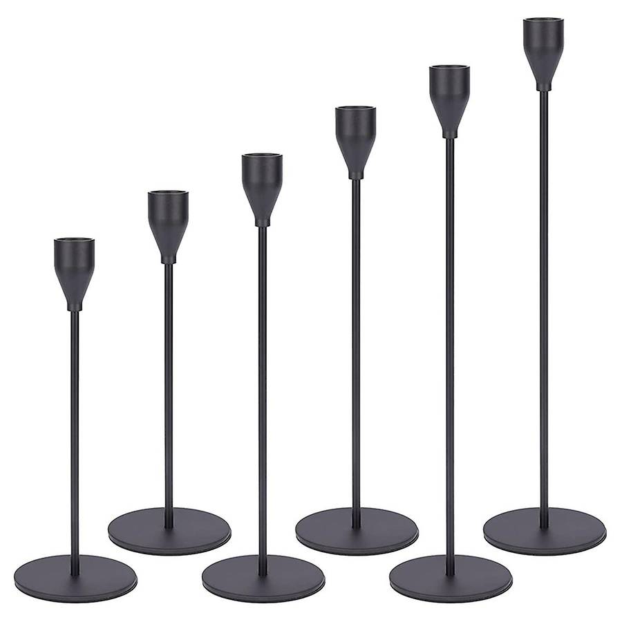 6-piece Candle Holder Suitable for Cone Candles Suitable Black