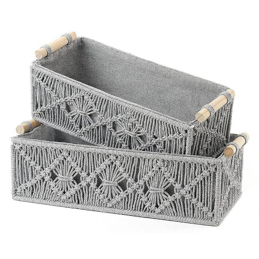 2pcs Storage Basket Bohemian Hand Woven Toilet for Bedroom Nursery