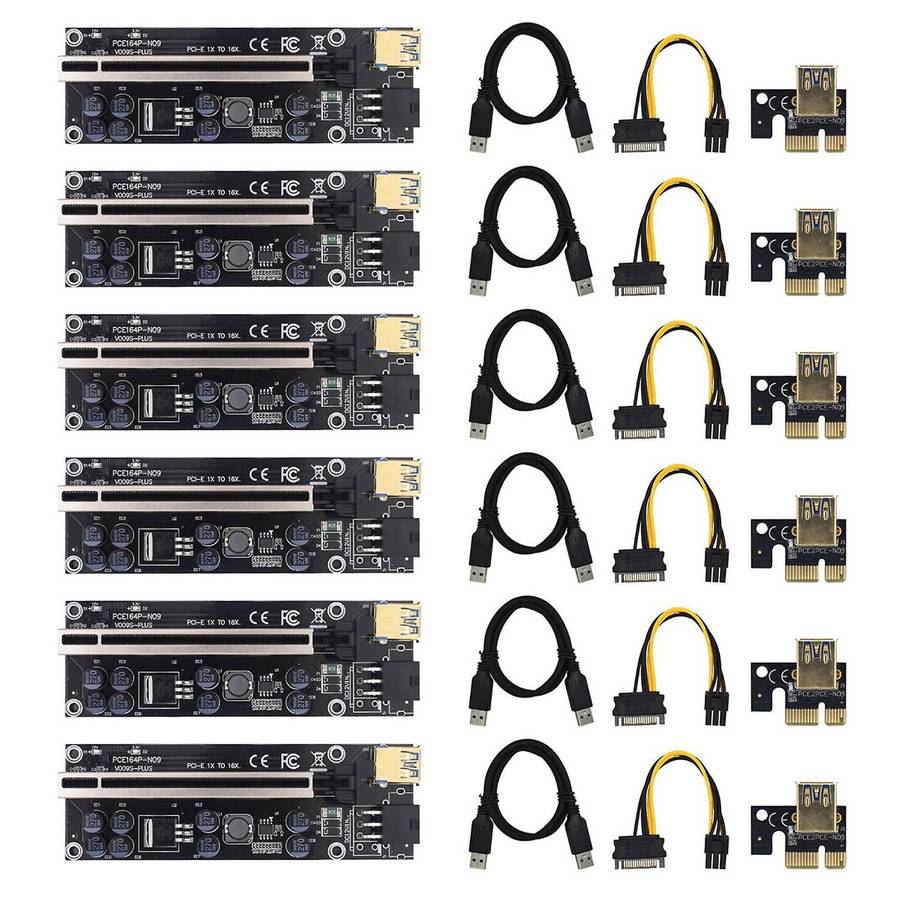 6pcs 009s Plus Riser Card Adapter Card 1x 16x Extender Usb 3.0 Cable