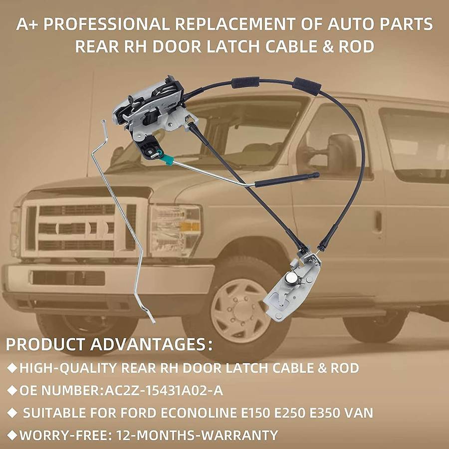 Rear Right Door Lock Latch Cable & Rod for Ford Econoline E150 E250