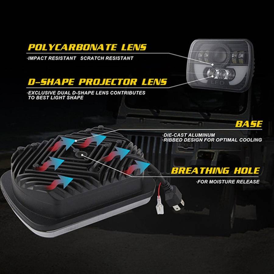 5x7 Inch Square 7 Inch Led Headlight for Suzuki Samurai Jeep Wrangler