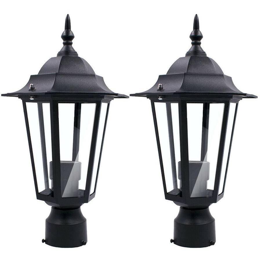 Post Pole Light Outdoor Garden Patio Driveway Yard Lantern Lamp Black