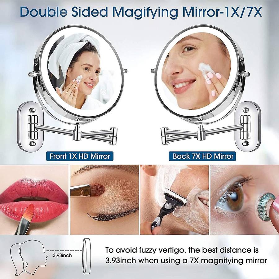 Wall Mounted Vanity Bathroom Bath Makeup Mirror