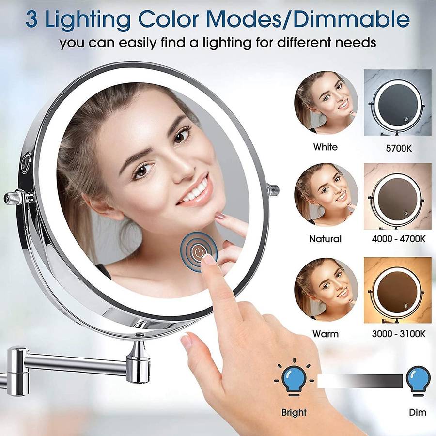 Wall Mounted Vanity Bathroom Bath Makeup Mirror