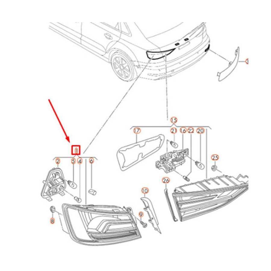 Car Led Combination Tail Light (lh) for A3 S3 2013 2014 2015 2016 2017 2018 2019 2020 Rear Brake Lig