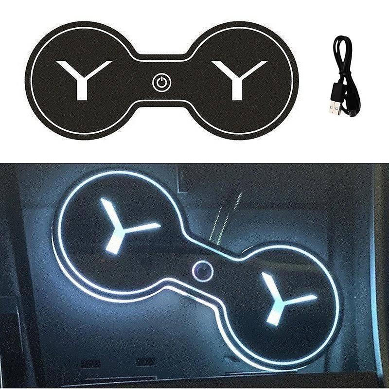 Car Led Mat Luminescent Cup Pad 7 Colorful USB Charging RGB Intelligent Interior Atmosphere Lamp for