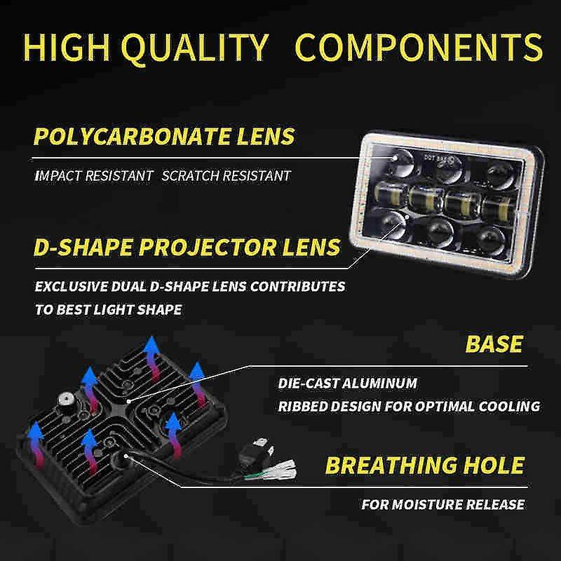 Car Modified Headlights Car LED Lights 120 Watts Square 5 Inches (4X6) LED Truck Headlights Universa