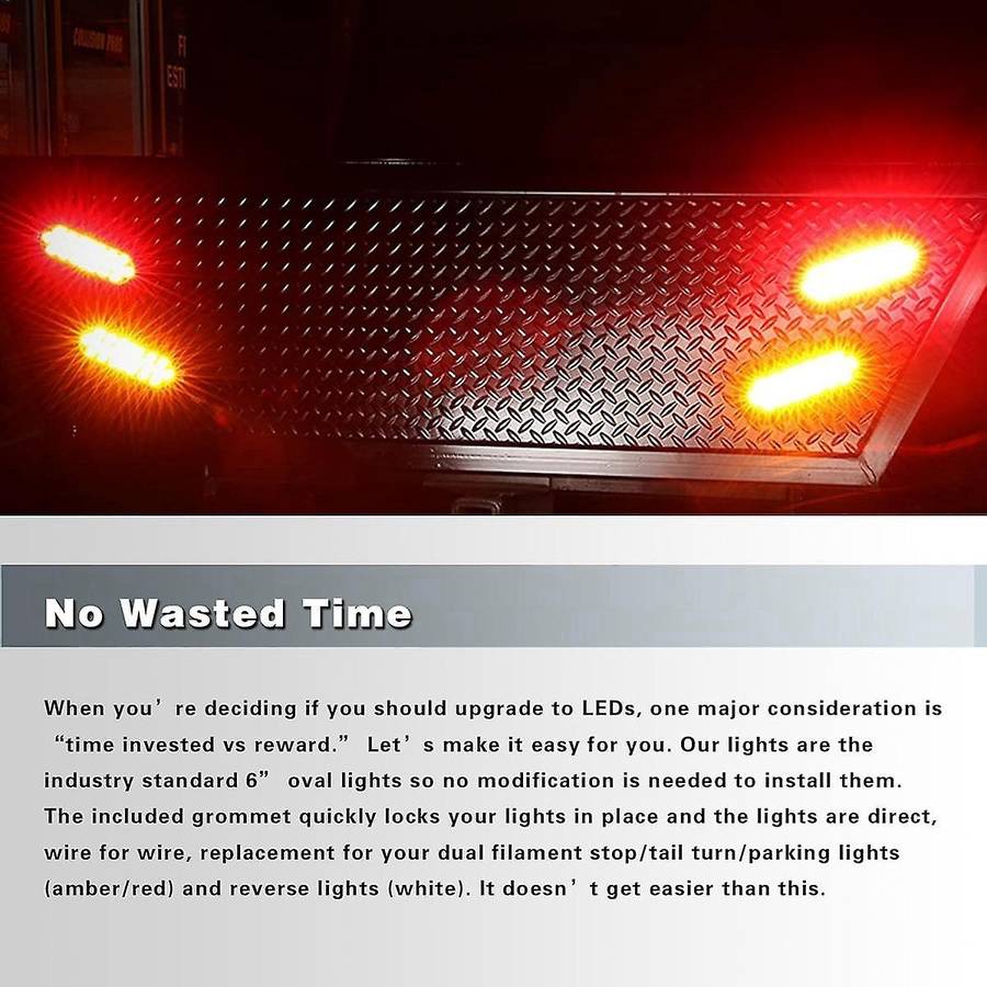 Car Oval 10led Light Bulbs Brake Lights with Plug12v Turn Signal Lights Universal for Most Cars Truc