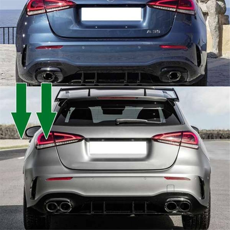 Car Rear Bumper Turbo Muffler Exhaust Tips Pipe 4 Exits for W177 A35 2020+ Tail Pipes Trim Frame