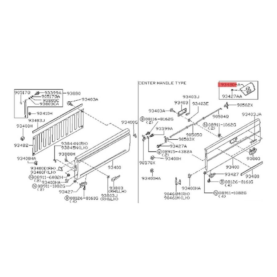 Car Rear Handle Bezel Latch Trim Panel 90606-vk00a for Navara Frontier Np300 D22 Truck 2000-2005 Vk0