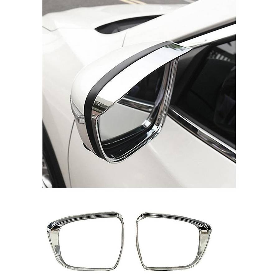 Car Rearview Mirror Cover Rain Eyebrow Frame Trim for Xtrail T32 Rogue 2014-2020, ABS Chrome