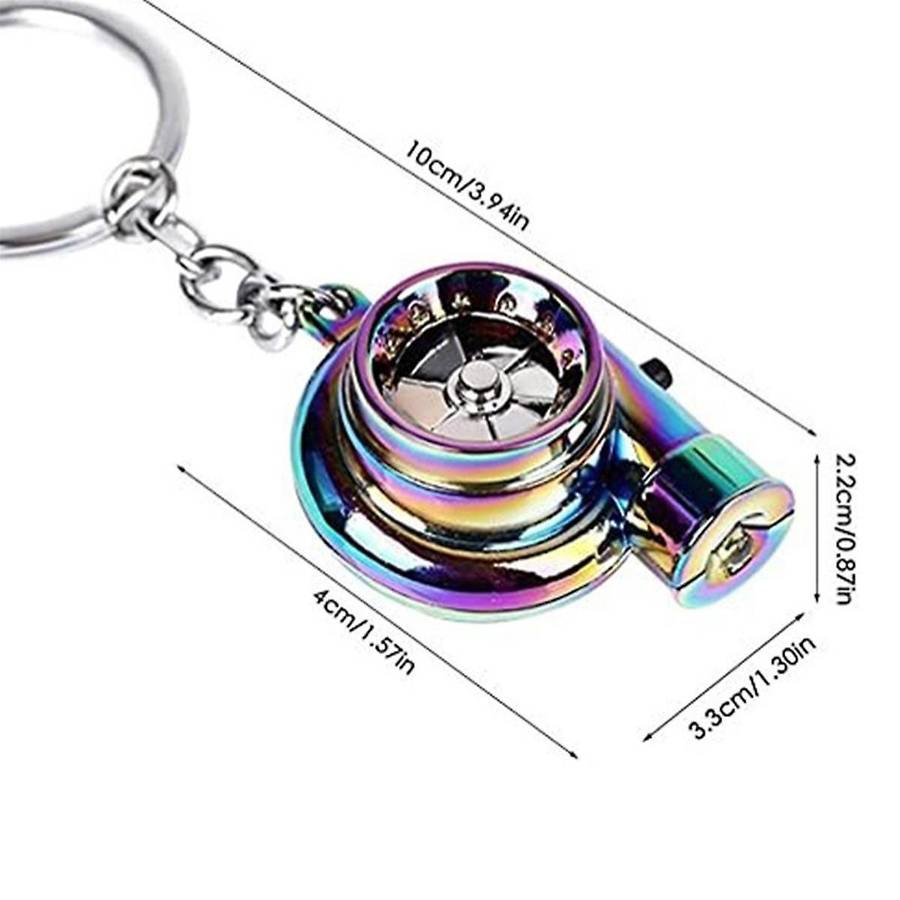 Car Turbo Spinner Keychain with Real Sound and LED Light Mini Turbocharger Key Chain for Car Keys Ac