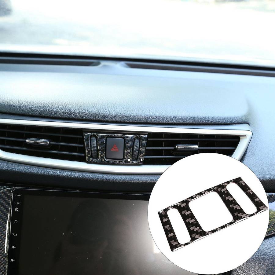 Carbon Fiber ABS Warning Light Switch Cover Trim Button Decorative Cover Stickers for 2014-2018