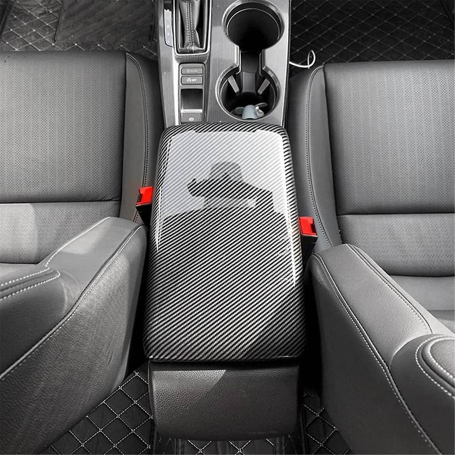 Carbon Fiber Black Interior Seat Armrest Box Panel Trim Car Central Armrest Box Panel for 11th 2021-