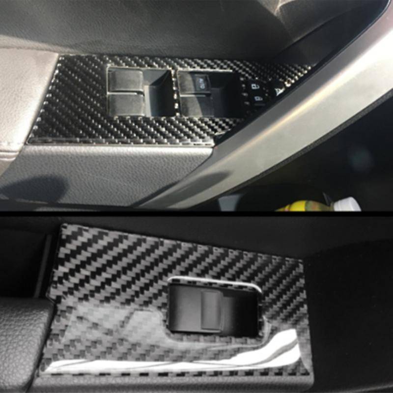 Carbon Fiber Inner Window Switch Panel Cover Trim for 2014-2018