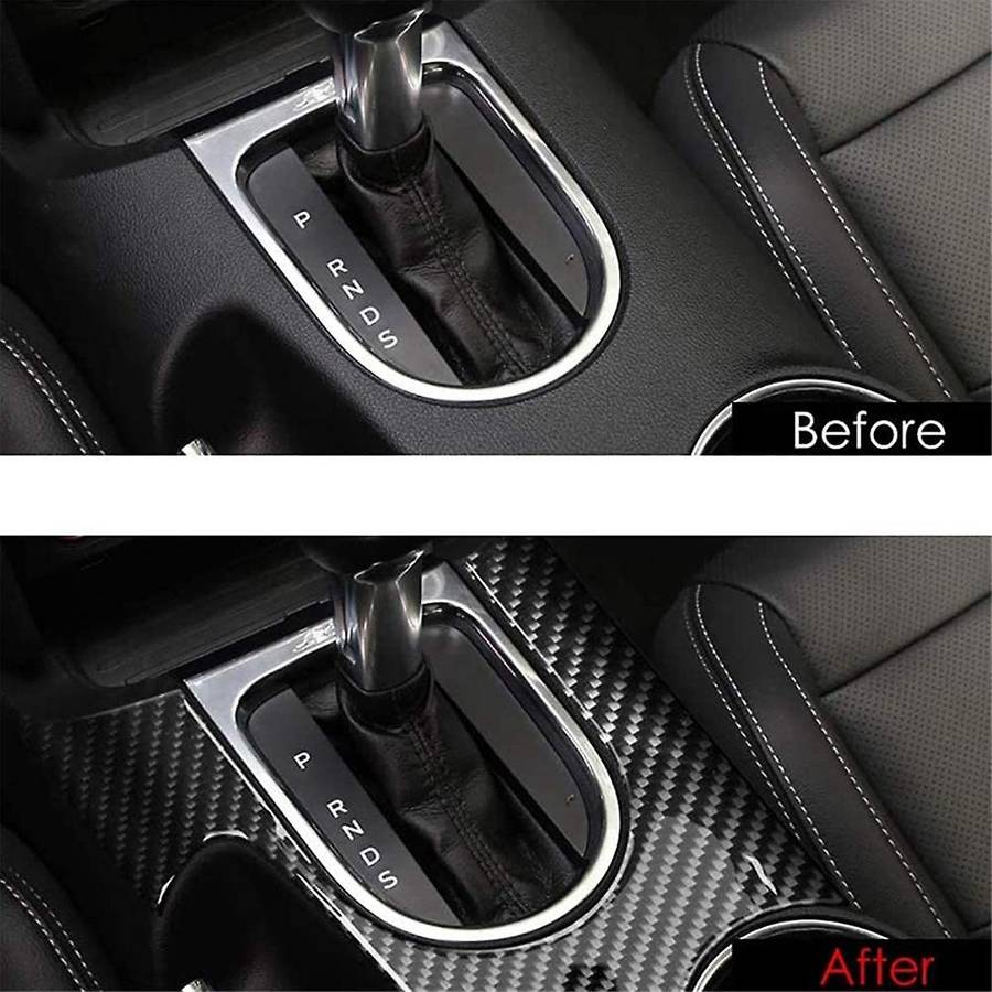 Carbon Fiber Interior Center Console Gear Shift Panel Cup Holder Cover Trim Decal Frame for 2015-20