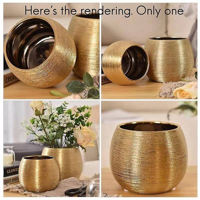 Ceramic Plant Pot Planter Unique Gold-plated Flower Pot Succulent Flowerpot Flower Vase Plant Pot