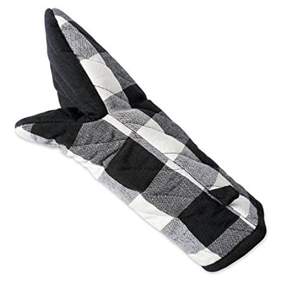 -check , Classic Farmhouse Kitchen Set, Oven Mitt and Insulation Pad Black & White