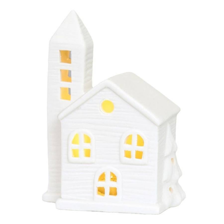 Christmas Indoor Ornaments Village Sets Of 5 Lighted Ceramic Houses Xmas Holiday Farmhouse Rustic D