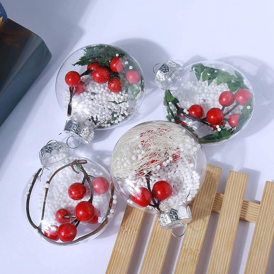 Christmas Tree Balls Pendant Home Festival Desktop Plastic Clear Ornament Xmas Ball Tree Garden Deco