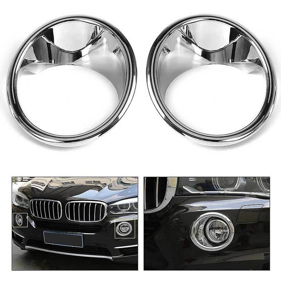Chrome 2Pcs Plated Front Fog Light Lamp Cover Trim for X5 F15 2014-2018