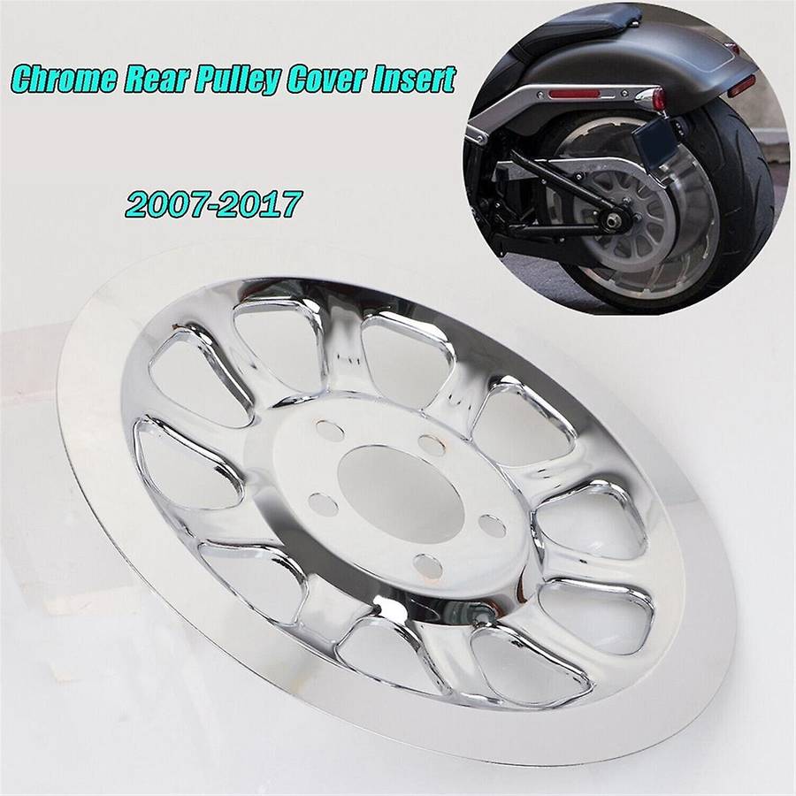 Chrome Outer Rear Pulley Cover Insert for Softail Fat Boy Lo Flstn Fxstc