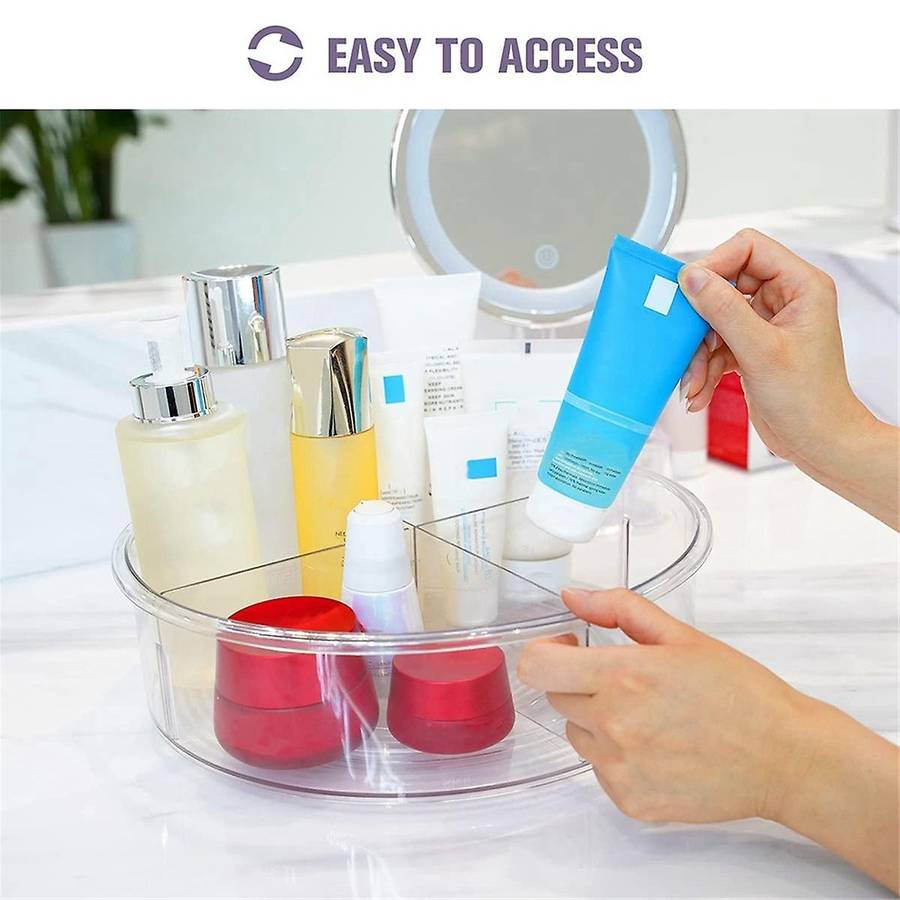 Clear Turntable Organizer, Plastic Rotating Tray Home Spice Rack Cabinet Organizer