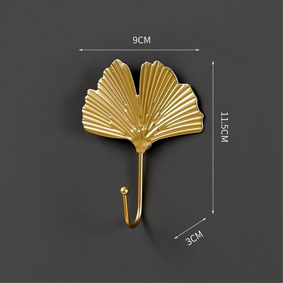 Coat Hooks Gold Hanging Holder for Key, Decorative Leaves Metal Hooks Wall Mounted Hooks Hanger