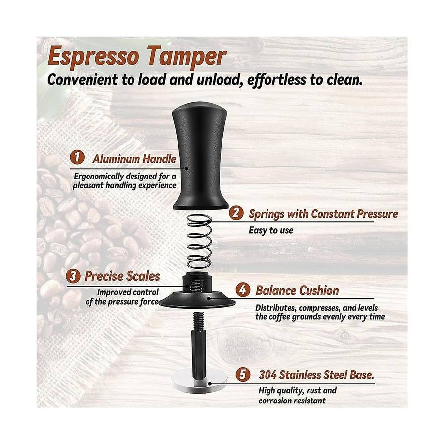 Coffee Espresso Tamper 51mm with Wdt Tool Calibrated Spring Loaded, with Silicone Mat, for Espresso