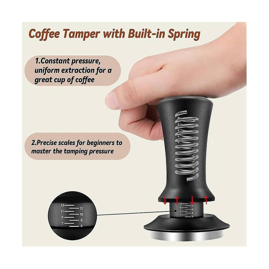 Coffee Espresso Tamper 51mm with Wdt Tool Calibrated Spring Loaded, with Silicone Mat, for Espresso