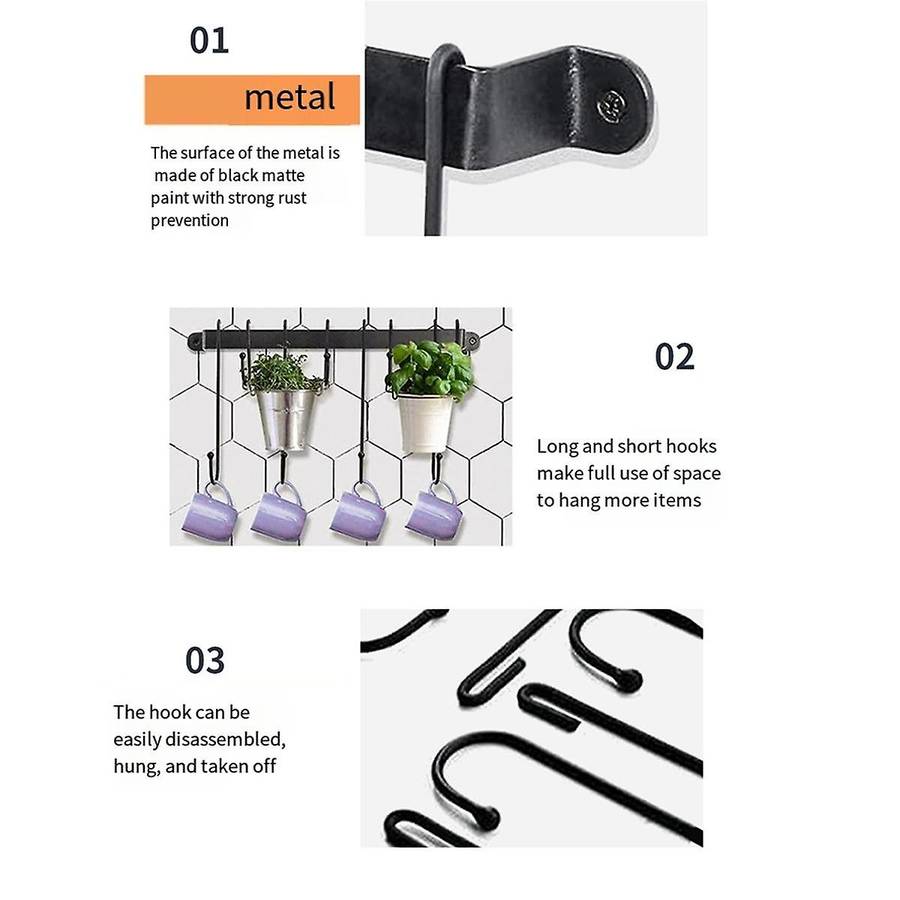 Coffee Mug Holder for Wall: 17-inch Black Coffee Bar Cup Hanger Hooks - Hanging Coffee Cup Rack Stor