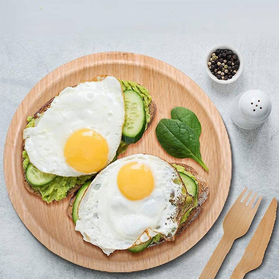 Compostable, Biodegradable, Disposable Palm Leaf Plates Sturdy, & Safe (20, 8 Inch Round Plates)