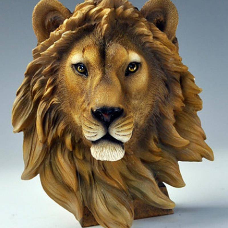 Wall Decoration Bar Wine Cellar Lion Head Simulation Sculpture Decor Resin Craft Head Wall Statue