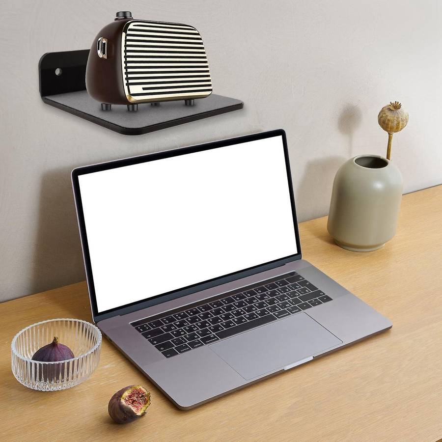 Wall Shelf Speaker Stand, Small Wall Shelf Speaker Mount (Black)
