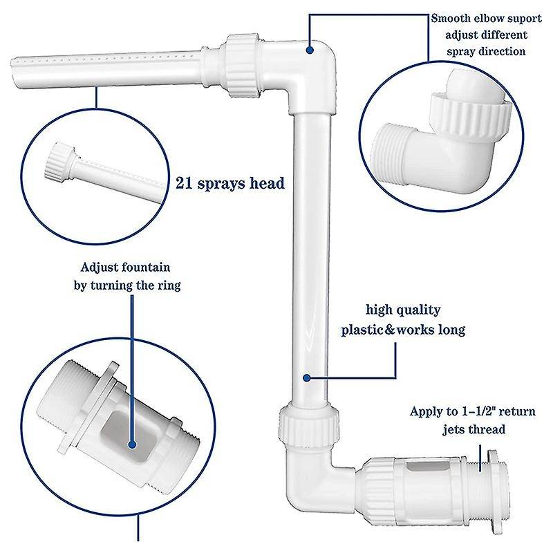 Waterfall Pool Fountain Water Adjustable Fun Sprinklers Pool Decor, Fits Most 1.5 in Ground